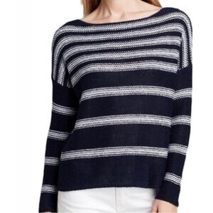 Vince Navy Blue & White Stripe Sweater